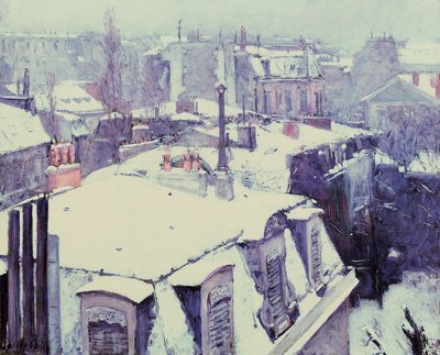 Ansicht der Dächer (Schneeeffekt) oder Dächer unter Schnee, 1878 von Gustave Caillebotte